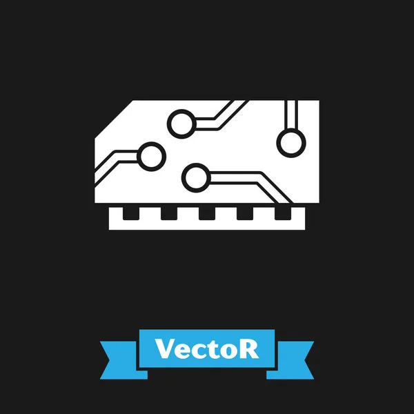 RAM branca, ícone de memória de acesso aleatório isolado em fundo preto. Ilustração vetorial — Vetor de Stock