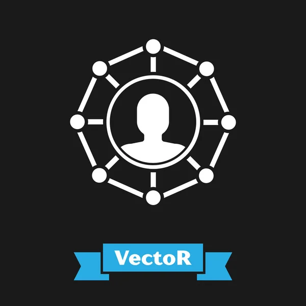 Icono base del equipo del Proyecto Blanco aislado sobre fondo negro. Análisis y planificación de negocios, trabajo en equipo, gestión de proyectos. Desarrolladores. Ilustración vectorial — Vector de stock