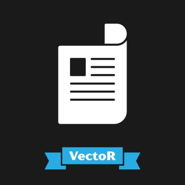 Siyah arka planda yalıtılmış Beyaz Belge simgesi. Dosya simgesi. Denetim listesi simgesi. İş konsepti. Vektör İllüstrasyonu