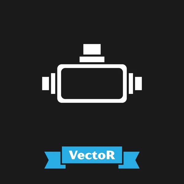 Icono de gafas de realidad virtual blancas aisladas sobre fondo negro. Máscara estereoscópica 3d vr. Ilustración vectorial — Vector de stock