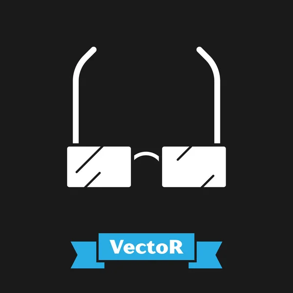 Weißes Brillensymbol isoliert auf schwarzem Hintergrund. Brillengestell-Symbol. Vektorillustration — Stockvektor