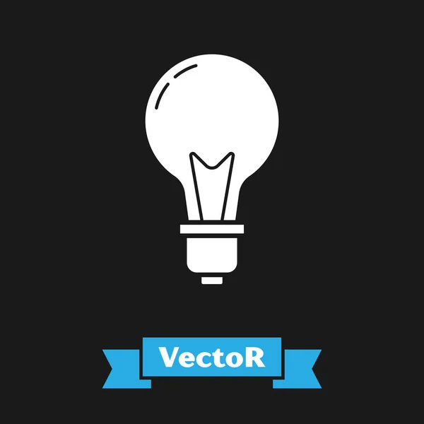 Lampadina bianca con concetto di idea icona isolata su sfondo nero. Energia e idea simbolo. Concetto di ispirazione. Illustrazione vettoriale — Vettoriale Stock