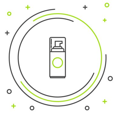 Siyah ve yeşil çizgi, beyaz arkaplanda izole edilmiş jel köpük simgesi. Tıraş köpüğü. Renkli taslak konsepti. Vektör İllüstrasyonu