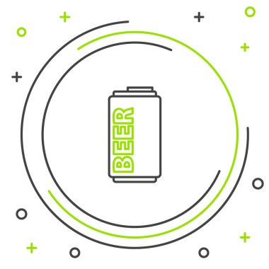 Siyah ve yeşil çizgi bira beyaz arka planda izole edilebilir. Renkli taslak konsepti. Vektör İllüstrasyonu