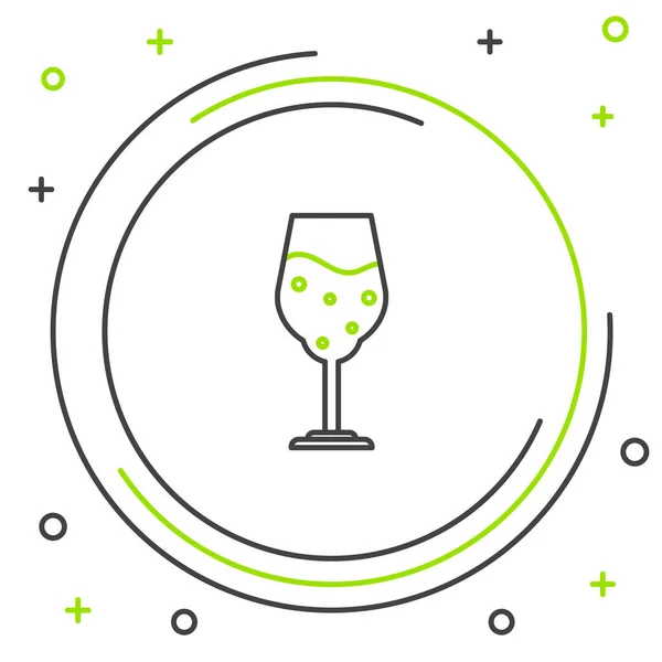 Černá a zelená čára Skleněná ikona piva izolovaná na bílém pozadí. Barevný koncept. Vektorová ilustrace — Stockový vektor