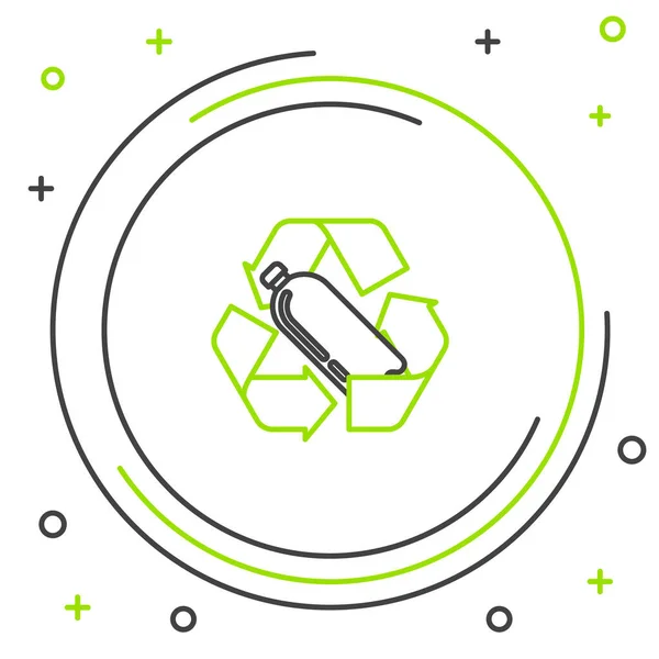 Svart och grön linje Återvinning plastflaska ikon isolerad på vit bakgrund. Färgstarkt skisskoncept. Vektor Illustration — Stock vektor