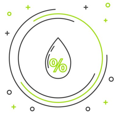 Siyah ve yeşil çizgi üzerine su damlası ikonu beyaz arkaplanda izole edildi. Nem analizi. Renkli taslak konsepti. Vektör İllüstrasyonu