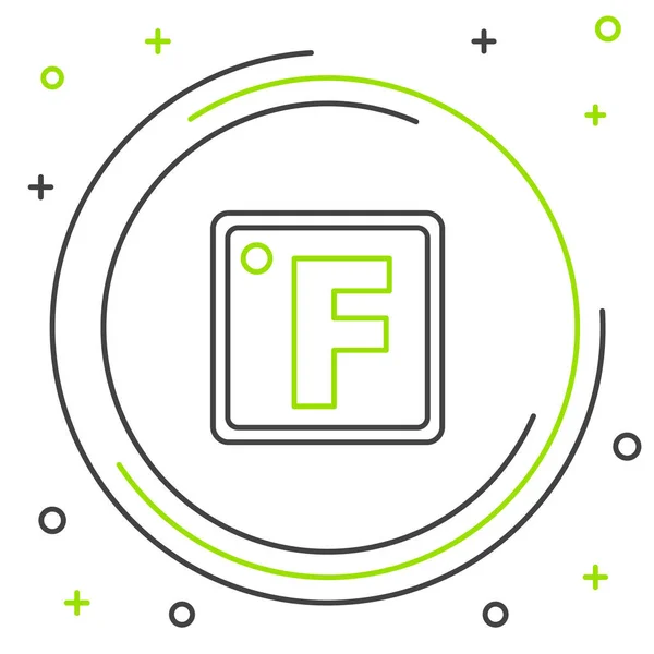 Černá a zelená čára Ikona Fahrenheita izolovaná na bílém pozadí. Barevný koncept. Vektorová ilustrace — Stockový vektor