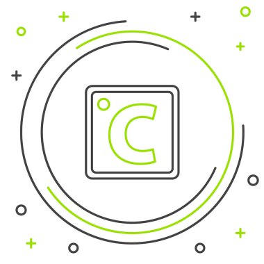 Siyah ve yeşil renkli Celsius simgesi beyaz arkaplanda izole edilmiş. Renkli taslak konsepti. Vektör İllüstrasyonu