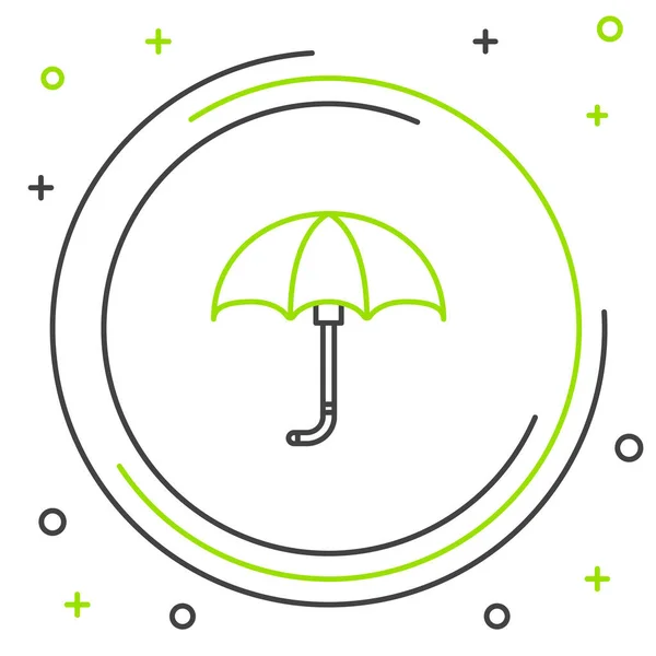 Ligne noire et verte Classique élégant ouvert icône parapluie isolé sur fond blanc. Symbole de protection pluie. Concept de contour coloré. Illustration vectorielle — Image vectorielle