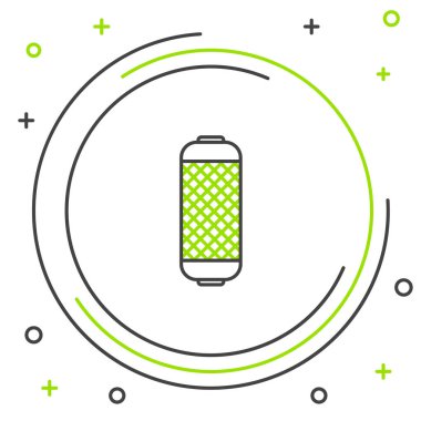 Siyah ve yeşil çizgi ses hoparlörü simgesi beyaz arkaplanda izole edildi. Ses sistemi hoparlörleri. Müzik ikonu. Müzikal sütun hoparlörü. Renkli taslak konsepti. Vektör İllüstrasyonu