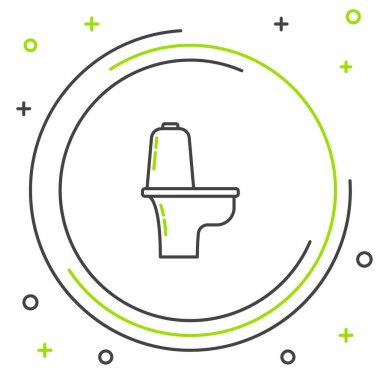 Siyah ve yeşil çizgi tuvalet klozeti ikonu beyaz arka planda izole edilmiş. Renkli taslak konsepti. Vektör İllüstrasyonu