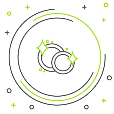 Siyah ve yeşil çizgili bulaşık yıkama simgesi beyaz arka planda izole edilmiş. Bulaşık yıkama ikonu. Bulaşık makinesi tabelası. Masa takımı tabelası temiz. Renkli taslak konsepti. Vektör İllüstrasyonu