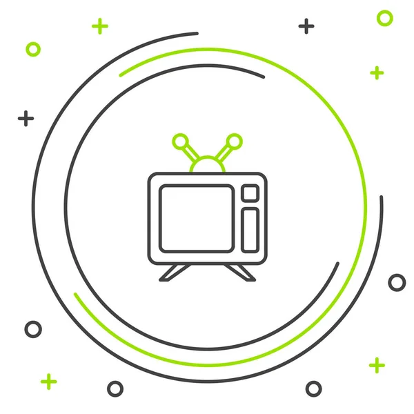 Czarno-zielona ikona TV odizolowana na białym tle. Znak telewizyjny. Kolorowy koncept. Ilustracja wektora — Wektor stockowy