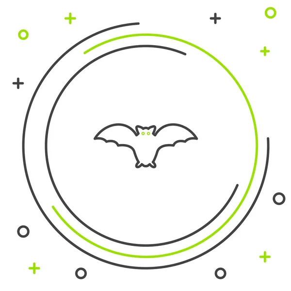 Black and green line Flying bat icon isolated on white background. Colorful outline concept. Vector Illustration — Stock Vector