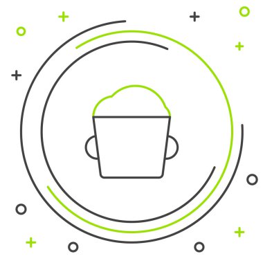 Beyaz arka planda siyah ve yeşil çizgi fırın hamuru ikonu izole edildi. Renkli taslak konsepti. Vektör İllüstrasyonu