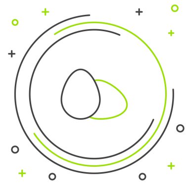 Beyaz arka planda siyah ve yeşil çizgili tavuk yumurtası ikonu var. Renkli taslak konsepti. Vektör İllüstrasyonu