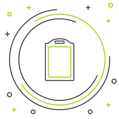 Siyah ve yeşil çizgi kesme tahtası simgesi beyaz arkaplanda izole edildi. Kesme tahtası sembolü. Renkli taslak konsepti. Vektör İllüstrasyonu