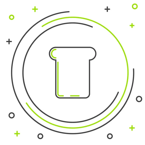 Zwarte en groene lijn Broodtoast voor broodje geroosterd crouton icoon geïsoleerd op witte achtergrond. Lunch, diner, ontbijt snack. Kleurrijk concept. Vector Illustratie — Stockvector