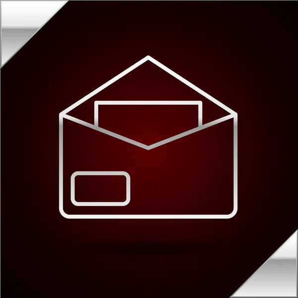 Ícone de Envelope de linha de prata isolado no fundo vermelho escuro. Símbolo da letra da mensagem de email. Ilustração vetorial — Vetor de Stock