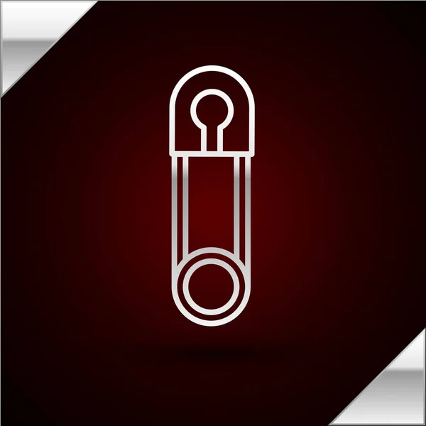 Silverline Klasik ditutup baja pin ikon terisolasi pada latar belakang merah gelap. Ilustrasi Vektor - Stok Vektor