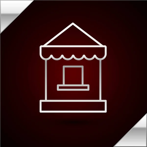 Silver line Ticket box office icon isolated on dark red background. Ticket booth for the sale of tickets for attractions and sports. Vector Illustration — ストックベクタ