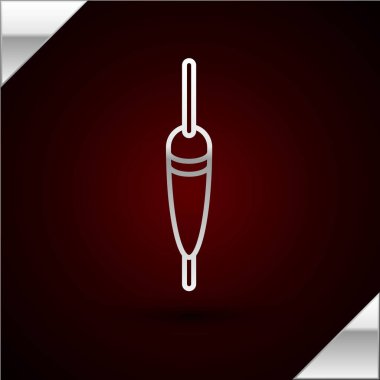 Gümüş çizgili Balıkçılık ikonu koyu kırmızı arka planda izole edilmiş. Balık oltası. Vektör İllüstrasyonu