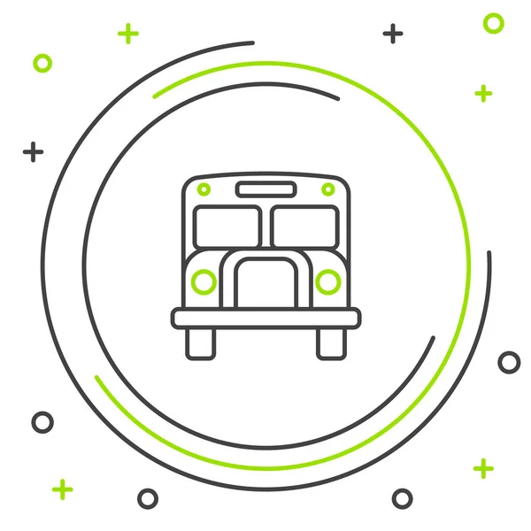 Siyah ve yeşil çizgi okul servisi simgesi beyaz arkaplanda izole edildi. Toplu taşıma sembolü. Renkli taslak konsepti. Vektör İllüstrasyonu — Stok Vektör