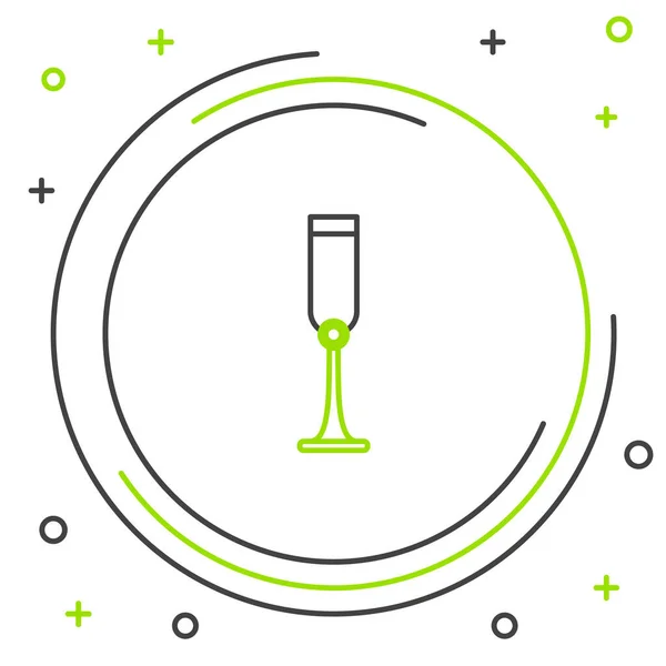 Černá a zelená čára Židovský pohár ikona izolované na bílém pozadí. Židovský pohár vína pro kiddush. Hrnek na šabat. Barevný koncept. Vektorová ilustrace — Stockový vektor