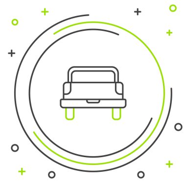 Siyah ve yeşil çizgi kamyonet ikonu beyaz arka planda izole edildi. Renkli taslak konsepti. Vektör İllüstrasyonu