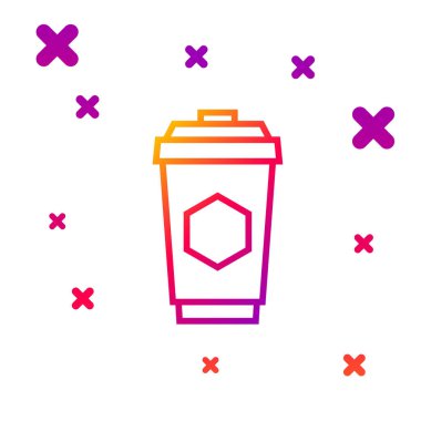 Beyaz zemin üzerinde bal ikonu olan renkli çay fincanı. Tatlı doğal yemek. Kademeli rastgele dinamik şekiller. Vektör İllüstrasyonu