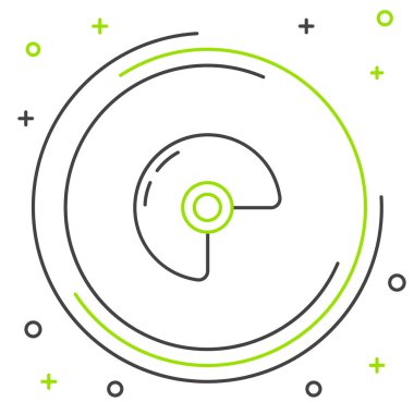 Siyah ve yeşil çizgi askeri miğfer simgesi beyaz arka planda izole edildi. Ordu şapkasının savunma ve koruma sembolü. Koruyucu şapka. Renkli taslak konsepti. Vektör İllüstrasyonu