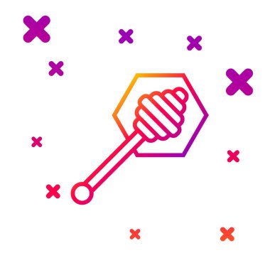 Bal Dipper çubuğu simgesi beyaz arkaplanda izole edilmiş. Tatlı kepçe. Kademeli rastgele dinamik şekiller. Vektör İllüstrasyonu