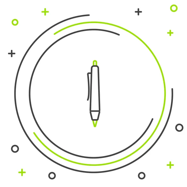 Schwarze und grüne Linie Stift-Symbol isoliert auf weißem Hintergrund. Buntes Rahmenkonzept. Vektorillustration — Stockvektor