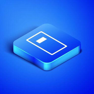 Isometric Polis saldırı kalkanı ikonu mavi arka planda izole edildi. Mavi kare düğme. Vektör İllüstrasyonu