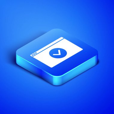 Isometric Https ile sitenizi güvene alın, Ssl simgesi mavi arkaplanda izole edildi. İnternet iletişim protokolü. Mavi kare düğme. Vektör İllüstrasyonu