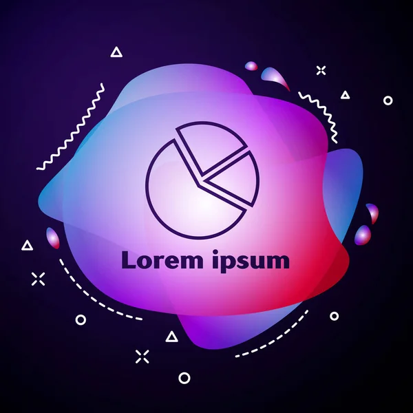 Lila Linienkuchendiagramm-Icon isoliert auf dunkelblauem Hintergrund. Diagrammdiagramm Zeichen. abstraktes Banner mit flüssigen Formen. Vektorillustration — Stockvektor