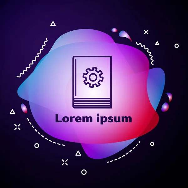 Mor çizgi Kullanıcı elle simgesi koyu mavi arkaplanda izole edildi. Kullanıcı rehberi kitabı. Talimat işareti. Kullanmadan önce oku. Sıvı şekilli soyut pankart. Vektör İllüstrasyonu — Stok Vektör