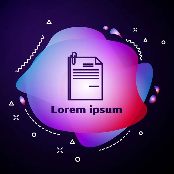 Mor çizgi Dosya ve ataç simgesi koyu mavi arkaplanda izole edildi. Kontrol listesi simgesi. İş konsepti. Sıvı şekilli soyut pankart. Vektör İllüstrasyonu — Stok Vektör