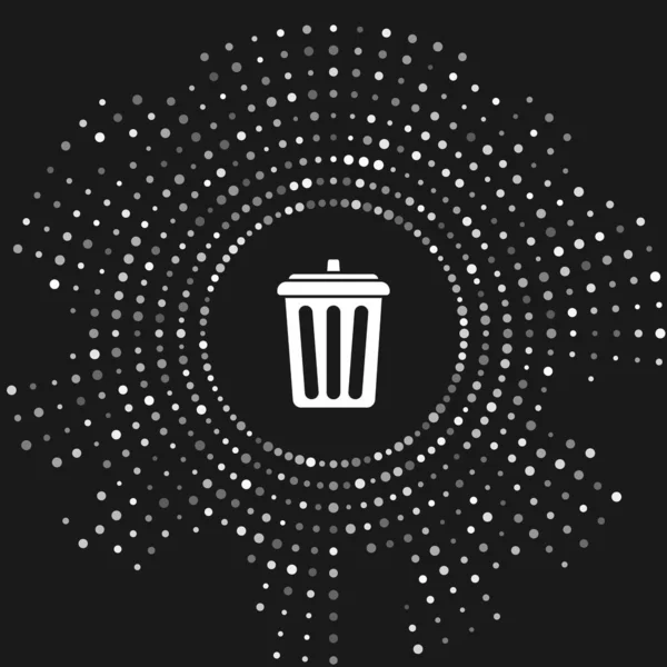 White Trash can icon isolated on grey background. Garbage bin sign. Recycle basket icon. Office trash icon. Abstract circle random dots. Vector Illustration — Stock Vector