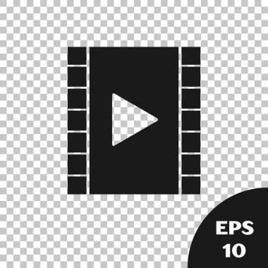 Siyah Oyun Video simgesi şeffaf arkaplanda izole edildi. Oyun işaretli film şeridi. Vektör İllüstrasyonu