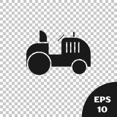 Siyah Traktör simgesi şeffaf arkaplanda izole edildi. Vektör İllüstrasyonu