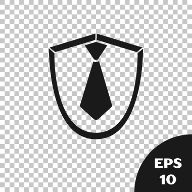 Şeffaf arkaplanda siyah kravat simgesi izole edildi. Boyunbağı ve boyun bezi sembolü. Vektör İllüstrasyonu