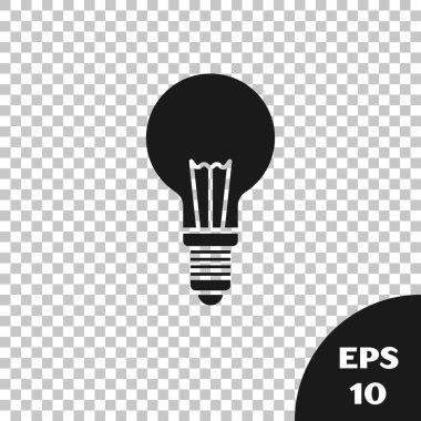 Şeffaf arka planda izole fikir simgesi kavramı ile siyah ampul. Enerji ve fikir sembolü. İlham konsepti. Vektör Illustration