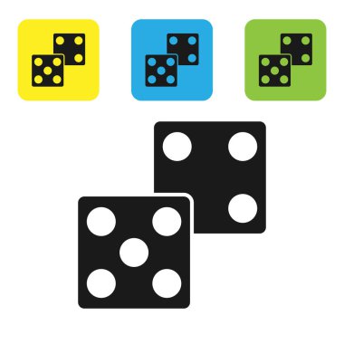 Black Game dice icon isolated on white background. Casino gambling. Set icons colorful square buttons. Vector Illustration