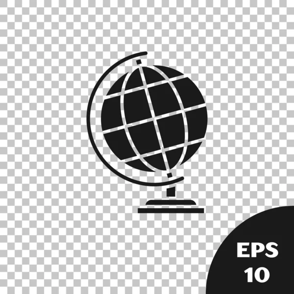 Black Earth globe icon isolated on transparent background. Vector Illustration