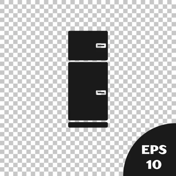 Schwarzes Kühlschranksymbol isoliert auf transparentem Hintergrund. Kühlschrank mit Gefrierfach Kühlschrank. Haushaltstechnologie und Haushaltsgeräte. Vektorillustration — Stockvektor