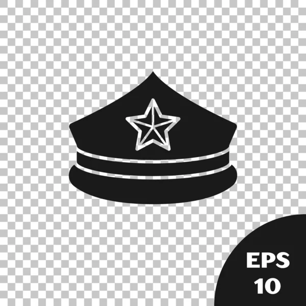 Casquette de police noire avec icône de cockade isolée sur fond transparent. Signal du chapeau de police. Illustration vectorielle — Image vectorielle