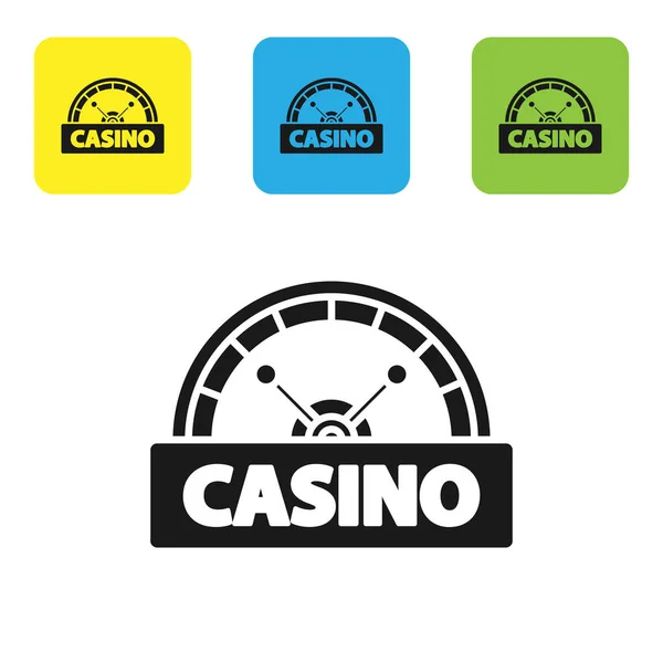 Icona del cartello di Black Casino isolata su sfondo bianco. Set icone colorate pulsanti quadrati. Illustrazione vettoriale — Vettoriale Stock