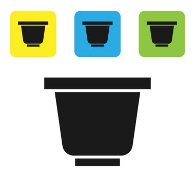 Siyah saksı simgesi beyaz arkaplanda izole edildi. Renkli kare düğmeleri ayarlayın. Vektör İllüstrasyonu